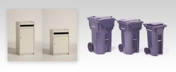 Three different size security bins
